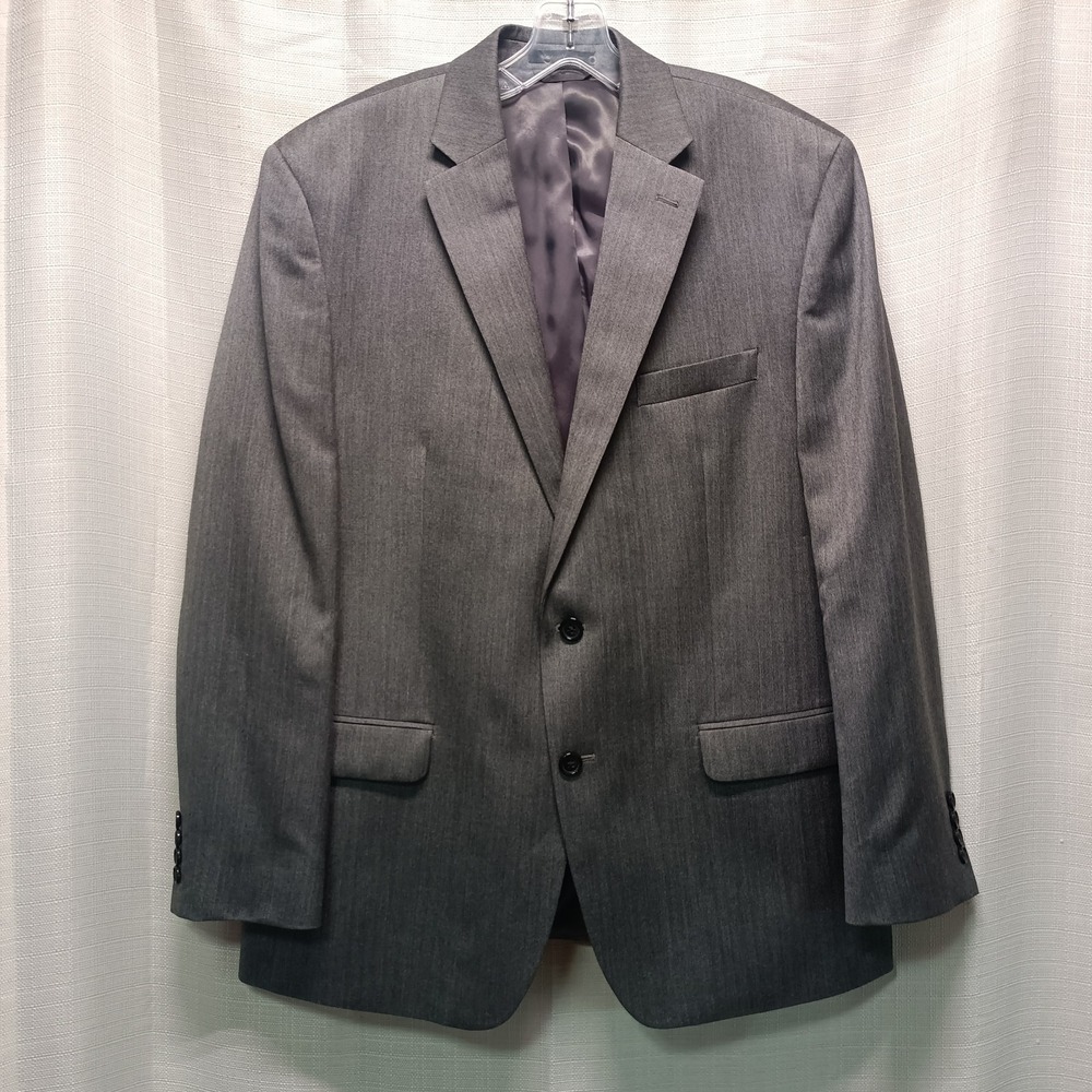 Lauren Ralph Lauren‎ Men's Size 44R Gray Herringbone Blazer Poly Rayon Formal